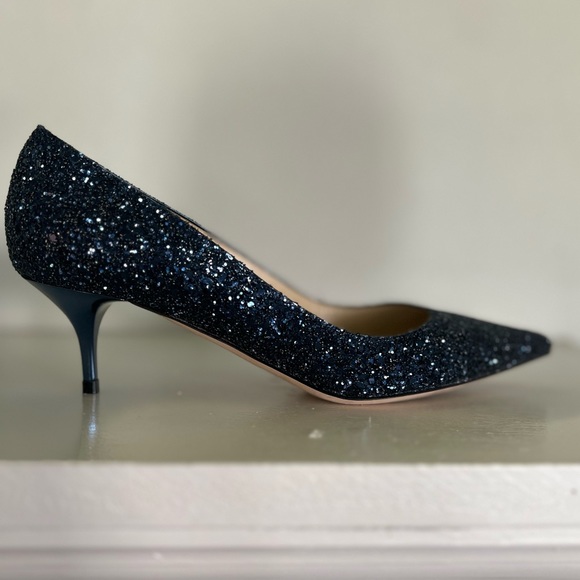 JIMMY CHOO ROMY 60 Pumps, Navy Coarse Glitter 100% Authentic. - Picture 2 of 5